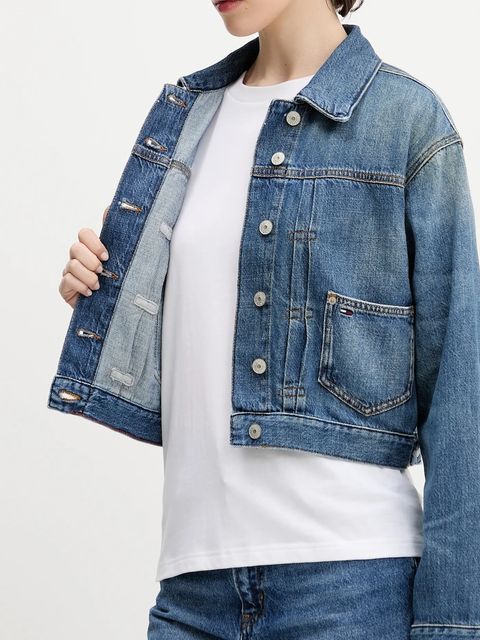 Tommy Jeans kurtka jeansowa kolor niebieski przejściowa DW0DW21061