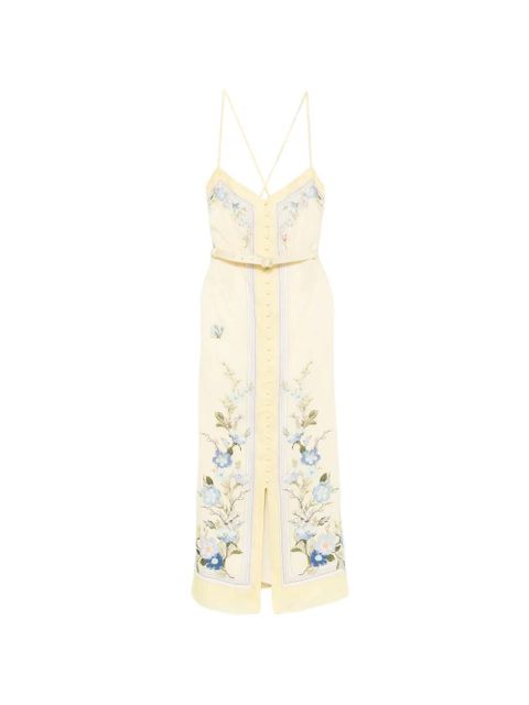 Self-Portrait floral-print midi dress - Yellow - zdjęcie produktu nr 1