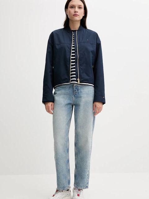 Tommy Hilfiger kurtka bomber kolor granatowy przejściowa oversize WW0WW45619