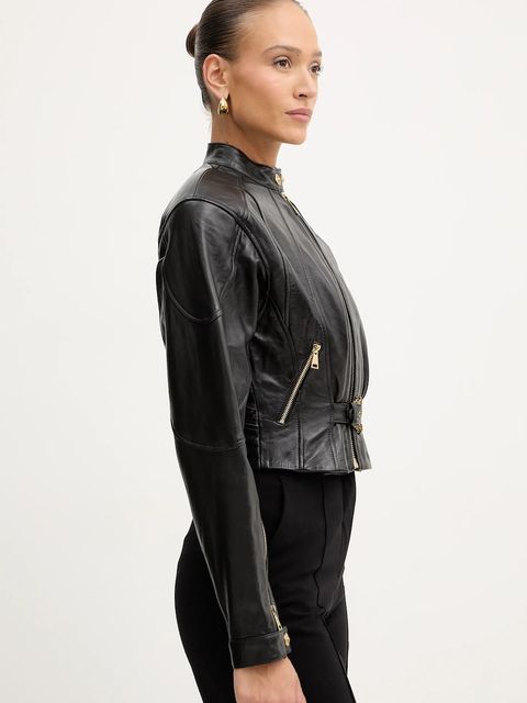 Versace Jeans Couture ramoneska skórzana kolor czarny przejściowa 79HAVP03 CP021