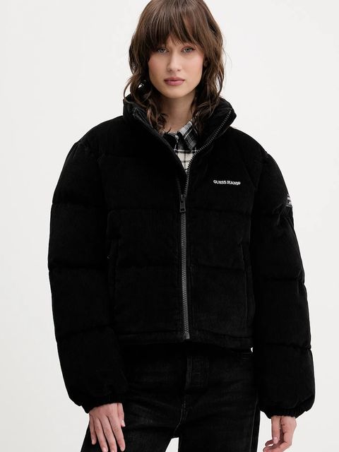 Guess Jeans kurtka sztruksowa kolor czarny zimowa W5BL17 W2061 - zdjęcie produktu nr 1