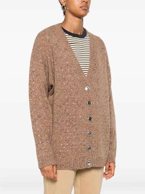 PINKO rhinestone-embellished cardigan - Neutrals