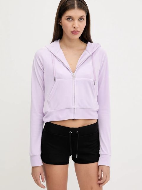 Juicy Couture bluza damska kolor fioletowy z kapturem z aplikacją JCWA122001 - zdjęcie produktu nr 1