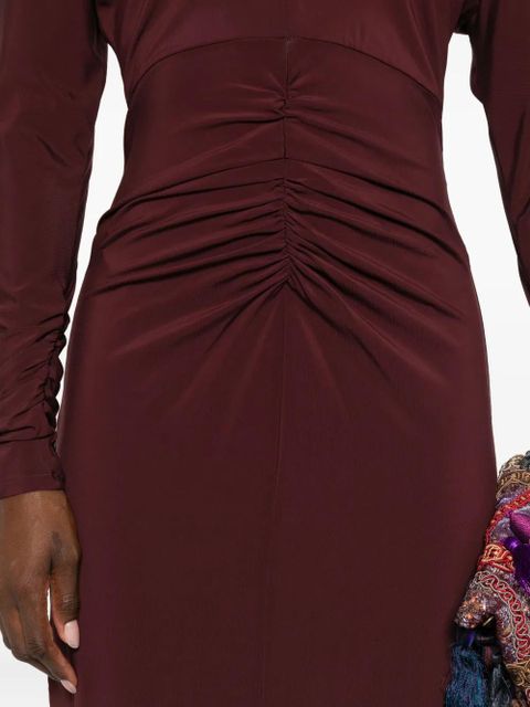 Max Mara ruched-detail long-sleeve midi dress - Red