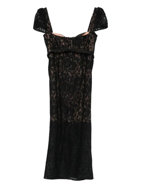 Self-Portrait lace button midi dress - Black