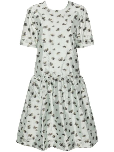 GANNI floral-jacquard organza midi dress - Green - zdjęcie produktu nr 1