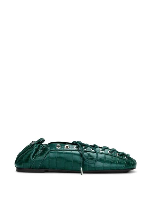 GANNI lace-up ballet flats - Green - zdjęcie produktu nr 1