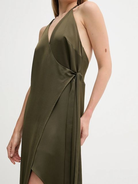 Sandro Ferrone sukienka kolor zielony maxi rozkloszowana S18XBERUDRA