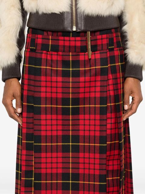 Alexander McQueen tartan-check midi skirt - Red