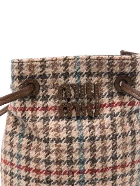 Miu Miu checked logo-appliqué cross body bag - Brown