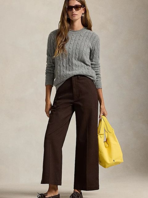 Polo Ralph Lauren spodnie damskie kolor brązowy szerokie high waist 211873988 - zdjęcie produktu nr 2