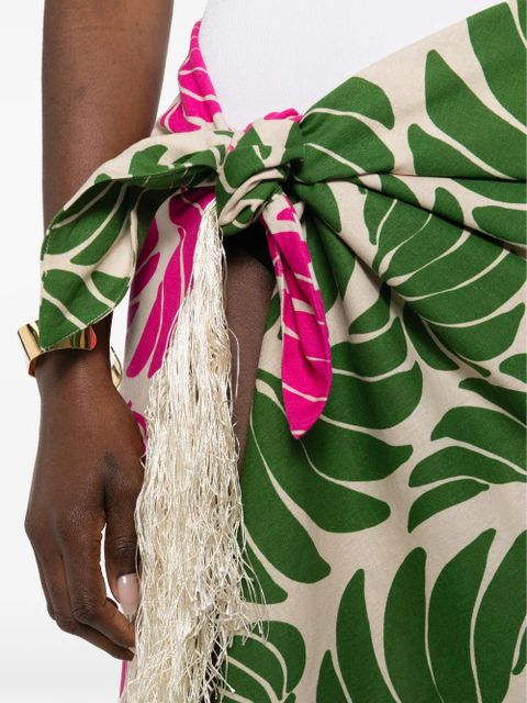 FARM Rio fringe floral-print skirt - Green