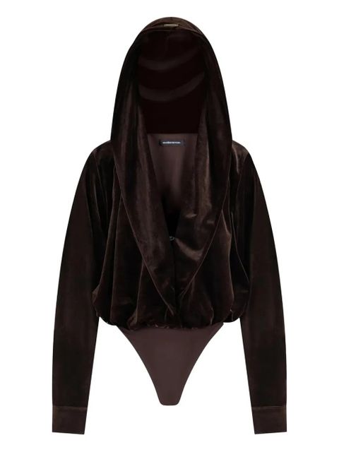 Manière De Voir velour hooded bodysuit - Brown - zdjęcie produktu nr 1