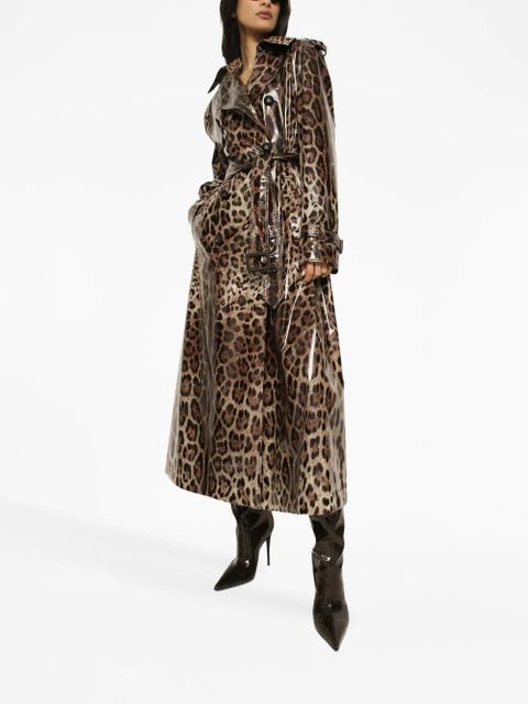 Dolce & Gabbana leopard-print belted trench coat - Brown - zdjęcie produktu nr 2