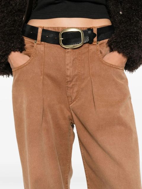 ISABEL MARANT pleat cotton straight-leg jeans - Brown