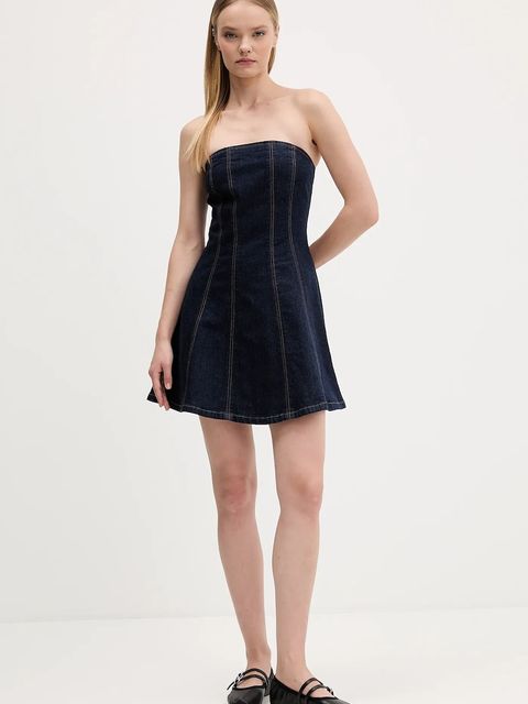 Abercrombie & Fitch sukienka jeansowa kolor niebieski mini rozkloszowana KI159-6084-276