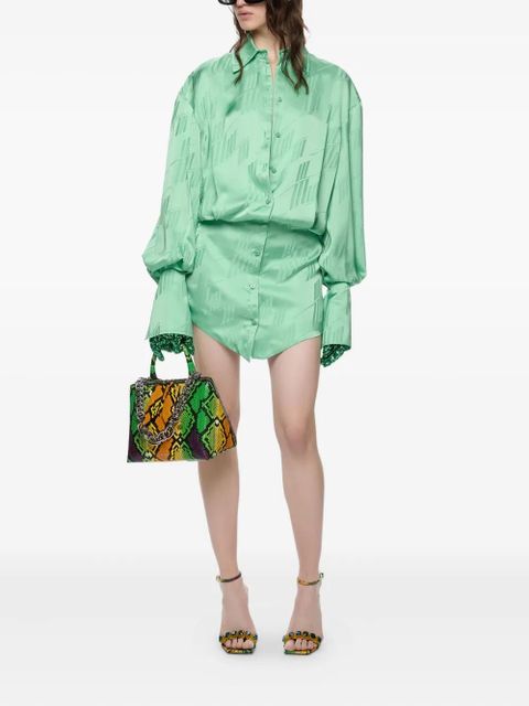The Attico embossed-pattern shirt dress - Green - zdjęcie produktu nr 2