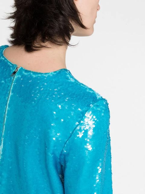 GANNI sequin-embellished crop top - Blue