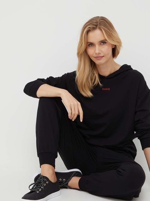 HUGO bluza lounge kolor czarny z kapturem 50490594 - zdjęcie produktu nr 2
