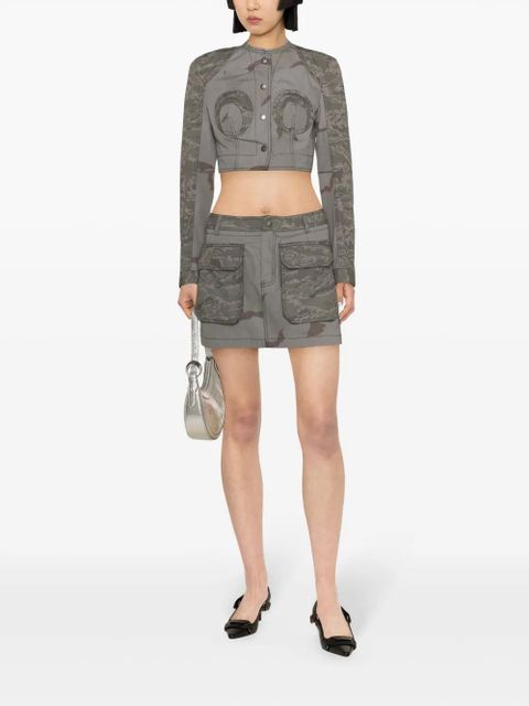 Marine Serre Regenerated camouflage miniskirt - Grey