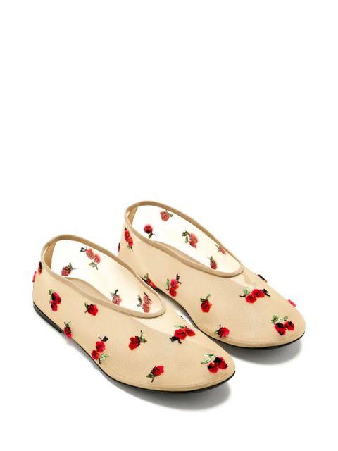 KHAITE Marcy raspberry-embroidery ballet flats - Neutrals - zdjęcie produktu nr 2