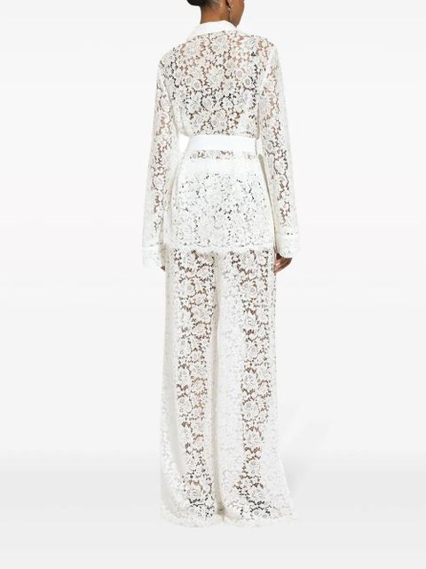 Dolce & Gabbana DNA floral-lace belted shirt - White