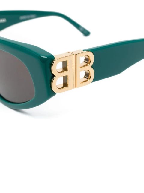 Balenciaga Eyewear logo-plaque cat-eye sunglasses - Green