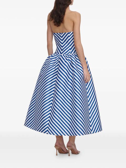Self-Portrait striped midi dress - Blue