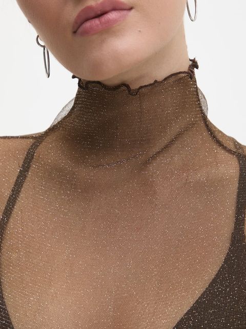 Answear.LAB bluzka damska kolor brązowy melanżowa