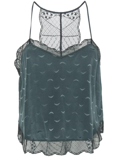 Zadig&Voltaire Claudy jacquard silk tank top - Blue - zdjęcie produktu nr 1