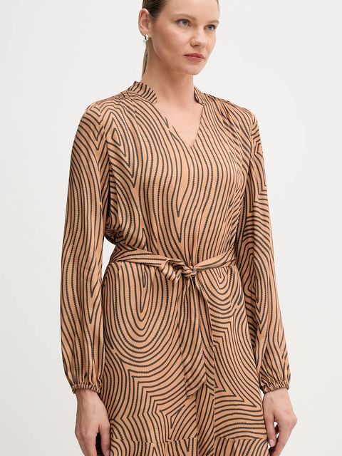 Marc Aurel sukienka wiskozowa kolor brązowy mini oversize 6577-1000-24812