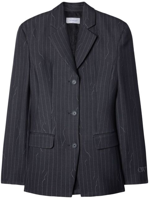 Off-White pinstripe-pattern virgin wool-blend blazer - Grey - zdjęcie produktu nr 1
