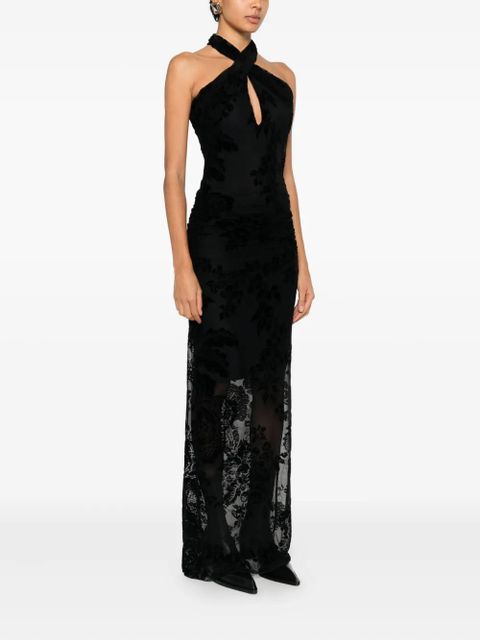 PINKO floral halter-neck dress - Black