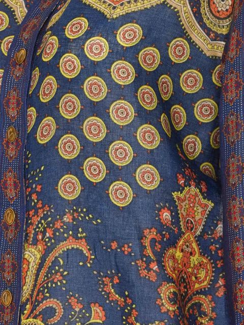 Valentino Garavani Medaglioni Voyage Imaginaire linen shirt - Blue