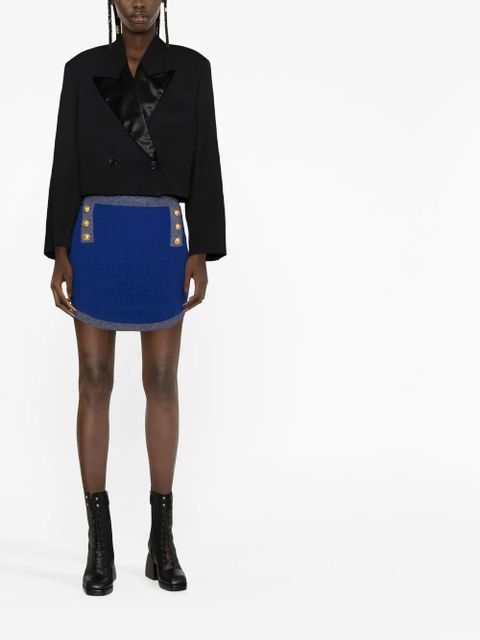 Balmain button-embellished knitted mini skirt - Blue - zdjęcie produktu nr 2