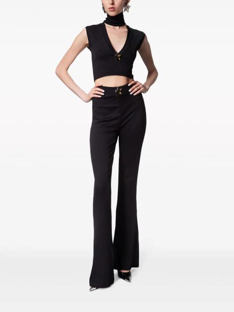 AREA star-stud high-waist flared trousers - Black