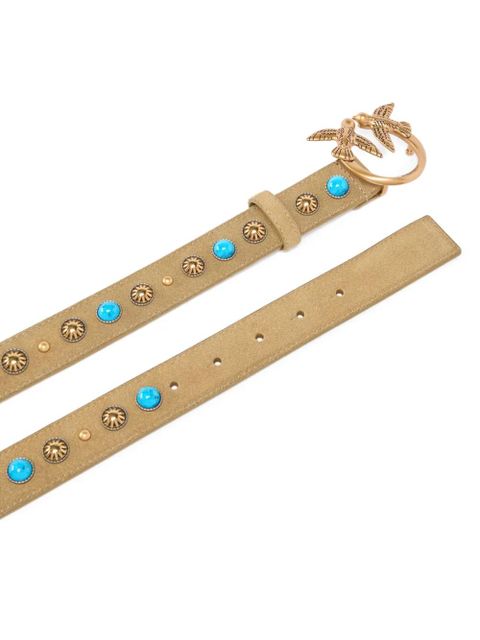 PINKO stud-embellished Love Birds-buckle belt - Neutrals