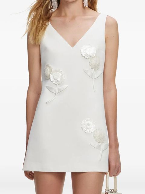 Self-Portrait embellished flower mini dress - White