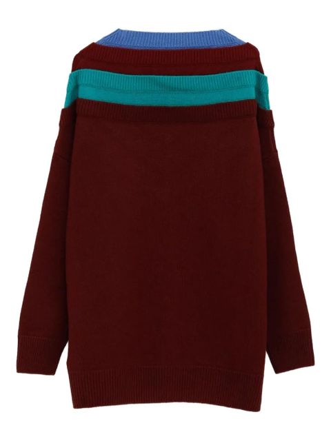 LOEWE V-neck striped sweater - Red - zdjęcie produktu nr 2