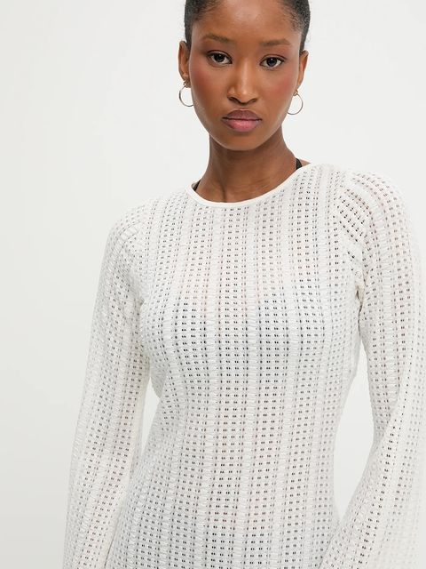 Answear.LAB sukienka plażowa kolor beżowy mini dopasowana