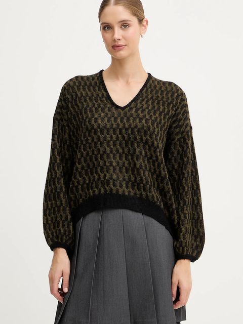 United Colors of Benetton sweter z dodatkiem wełny damski kolor zielony lekki 1012E403C - zdjęcie produktu nr 1