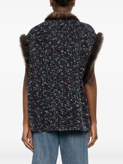 Valentino Garavani fur-trim gilet - Blue