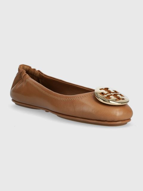 Tory Burch baleriny skórzane Minnie Travel Ballet 50393-232 kolor brązowy - zdjęcie produktu nr 2