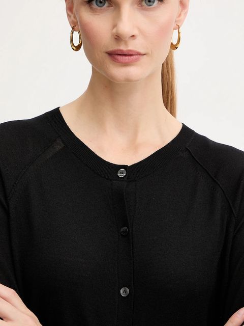 BOSS kardigan wełniany damski kolor czarny lekki 50545031