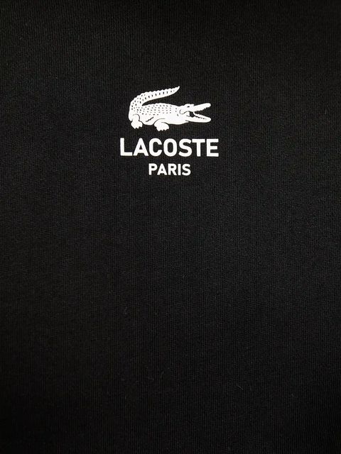 Lacoste bluza bawełniana kolor czarny z kapturem z nadrukiem SH2740