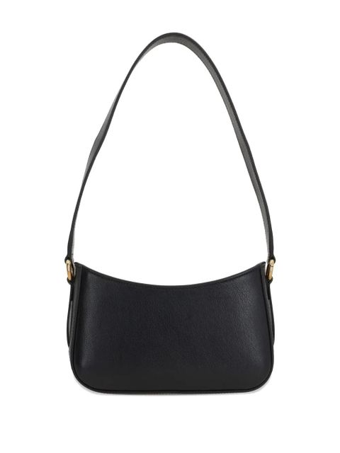 Chloé logo-plaque leather shoulder bag - Black