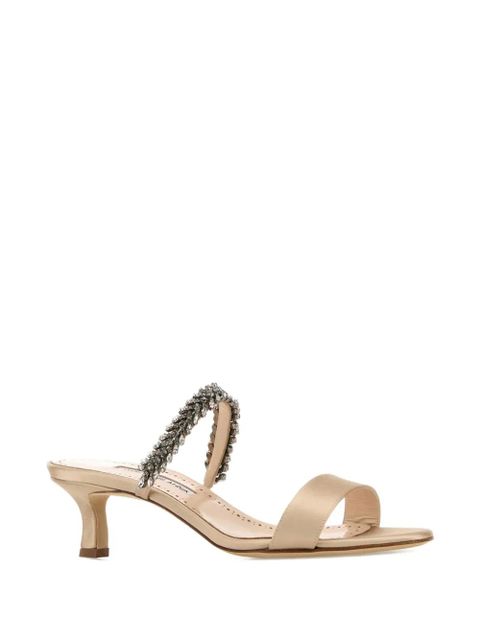 Manolo Blahnik 50mm Kifasan beaded satin sandals - Neutrals - zdjęcie produktu nr 2