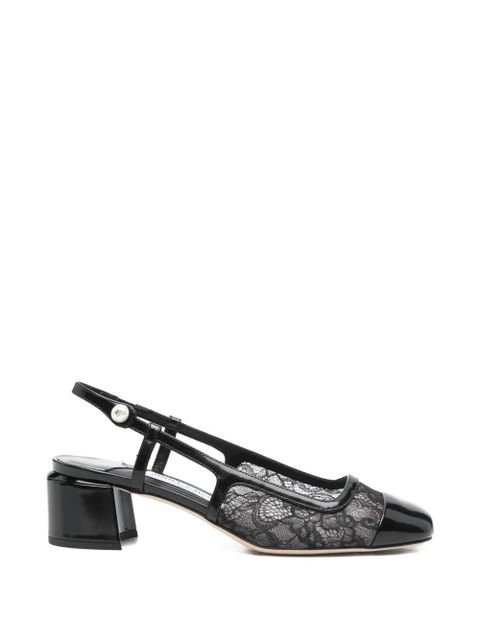 Jimmy Choo lace-detail block-heel pumps - Black - zdjęcie produktu nr 1