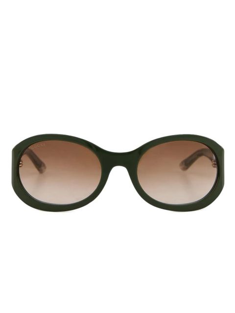 Gucci Eyewear logo-engraved sunglasses - Green - zdjęcie produktu nr 1