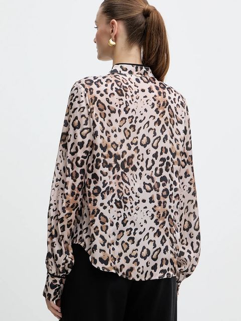 Fracomina koszula damska kolor brązowy regular ze stójką FJ25WT1003W41201